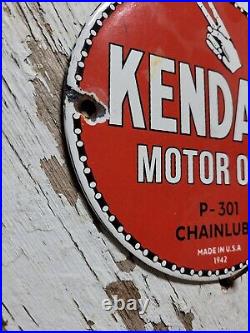 Vintage 1942 Kendall Porcelain Sign Chainlube Advertising Automobile Motor Oil