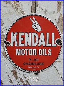 Vintage 1942 Kendall Porcelain Sign Chainlube Advertising Automobile Motor Oil