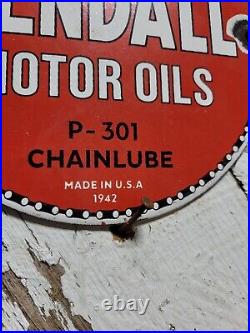 Vintage 1942 Kendall Porcelain Sign Chainlube Advertising Automobile Motor Oil