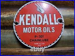 Vintage 1942 Kendall Porcelain Sign Chainlube Advertising Automobile Motor Oil