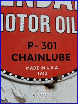 Vintage 1942 Kendall Porcelain Sign Chainlube Advertising Automobile Motor Oil