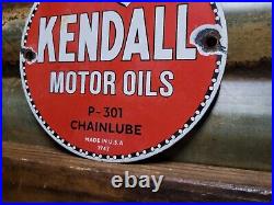 Vintage 1942 Kendall Porcelain Sign Chainlube Advertising Automobile Motor Oil