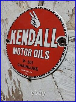 Vintage 1942 Kendall Porcelain Sign Chainlube Advertising Automobile Motor Oil