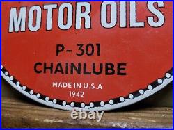 Vintage 1942 Kendall Porcelain Sign Chainlube Advertising Automobile Motor Oil