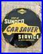 Vintage-1943-Sunoco-Car-Saver-Service-12-Inch-Porcelain-Enamel-Sign-01-gzsa
