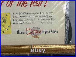 Vintage 1949 Ford Car of the year advertising mirror faux bamboo frame 17.5 x 42