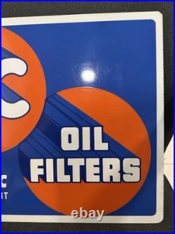 Vintage 1950 AC Delco Chevrolet OIL FILTERS Flange Sign Heavy Painted Metal NICE