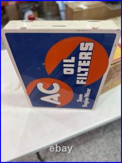 Vintage 1950 AC Delco Chevrolet OIL FILTERS Flange Sign Heavy Painted Metal NICE