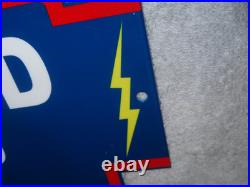 Vintage 1950 Hot Rod Shop Auto Parts Lightning 12 Metal Car Gasoline & Oil Sign