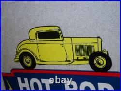 Vintage 1950 Hot Rod Shop Auto Parts Lightning 12 Metal Car Gasoline & Oil Sign