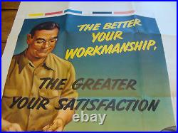 Vintage 1950 Printing Sample Poster GENERAL MOTORS WORKMANSHIP 24X31 #3319a