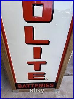Vintage 1950's Auto-Lite Batteries Sign Original 60x18 Gas Oil Delco