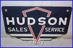 Vintage 1950's Hudson Sales Service Car Dealership Gas Oil 17 Porcelain Sign