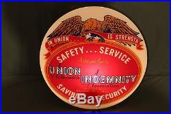 Vintage 1950's Union Indemnity Car Insurance 16 Lighted Metal Gas Oil SignNice