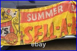 Vintage 1950s Ford Car Truck Dealer Parade Circus Banner Sign Canvas Band Wagon