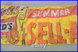 Vintage 1950s Ford Car Truck Dealer Parade Circus Banner Sign Canvas Band Wagon