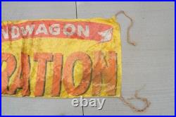 Vintage 1950s Ford Car Truck Dealer Parade Circus Banner Sign Canvas Band Wagon