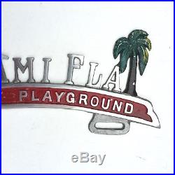 Vintage 1950s Miami Florida Old License Plate Topper Car Key Sailfish Original
