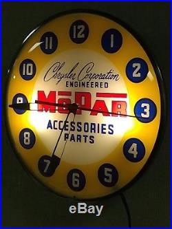 Vintage 1950s MoPar Parts Accessories dealership light Clock Plymouth Dodge sign