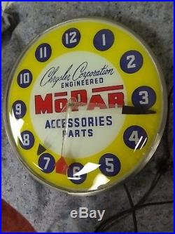 Vintage 1950s MoPar Parts Accessories dealership light Clock Plymouth Dodge sign