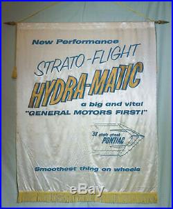 Vintage 1950s Original PONTIAC DEALERSHIP Nylon Advertising Banner Sign AMAZING
