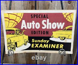 Vintage 1950s San Francisco Sunday Examiner Auto Show Litho Advertisement Sign