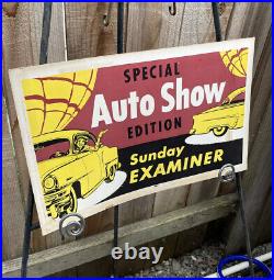 Vintage 1950s San Francisco Sunday Examiner Auto Show Litho Advertisement Sign