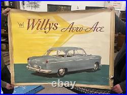 Vintage 1950s Willys Aero Ace Car Dealership Showroom Litho Poster Advertisement