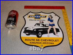 Vintage 1952 Chevrolet Woman? Chevy Bowtie Gasoline Oil Porcelain Metal Car Sign