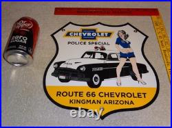 Vintage 1952 Chevrolet Woman? Chevy Bowtie Gasoline Oil Porcelain Metal Car Sign