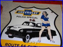 Vintage 1952 Chevrolet Woman? Chevy Bowtie Gasoline Oil Porcelain Metal Car Sign