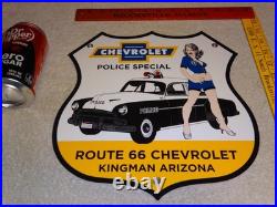 Vintage 1952 Chevrolet Woman? Chevy Bowtie Gasoline Oil Porcelain Metal Car Sign