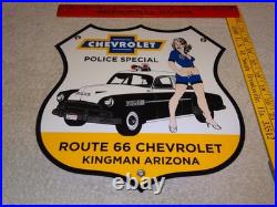 Vintage 1952 Chevrolet Woman? Chevy Bowtie Gasoline Oil Porcelain Metal Car Sign