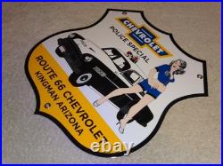 Vintage 1952 Chevrolet Woman? Chevy Bowtie Gasoline Oil Porcelain Metal Car Sign