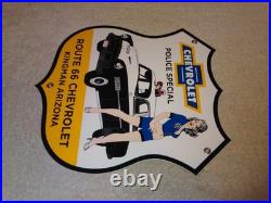 Vintage 1952 Chevrolet Woman? Chevy Bowtie Gasoline Oil Porcelain Metal Car Sign