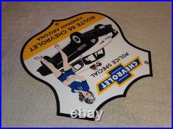 Vintage 1952 Chevrolet Woman? Chevy Bowtie Gasoline Oil Porcelain Metal Car Sign