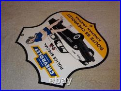 Vintage 1952 Chevrolet Woman? Chevy Bowtie Gasoline Oil Porcelain Metal Car Sign