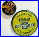 Vintage-1953-CHEVROLET-ADVERTISING-PIN-BACK-BUTTON-2-GM-Pins-EX-01-by