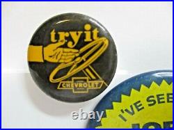 Vintage 1953 CHEVROLET ADVERTISING PIN BACK BUTTON 2 GM Pins. EX