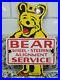 Vintage-1955-Bear-Porcelain-Sign-Illinois-Automobile-Tire-Gas-Oil-Service-Motor-01-sjjp