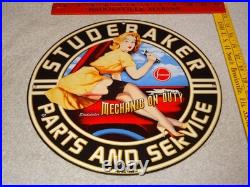 Vintage 1955 Studebaker Car & Truck Service 11 3/4 Porcelain Metal Gas Oil Sign