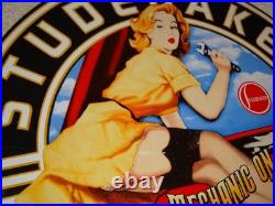 Vintage 1955 Studebaker Car & Truck Service 11 3/4 Porcelain Metal Gas Oil Sign