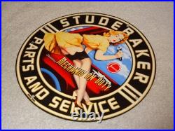 Vintage 1955 Studebaker Car & Truck Service 11 3/4 Porcelain Metal Gas Oil Sign