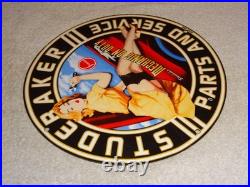 Vintage 1955 Studebaker Car & Truck Service 11 3/4 Porcelain Metal Gas Oil Sign