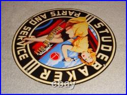 Vintage 1955 Studebaker Car & Truck Service 11 3/4 Porcelain Metal Gas Oil Sign