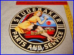 Vintage 1955 Studebaker Car & Truck Service 11 3/4 Porcelain Metal Gas Oil Sign
