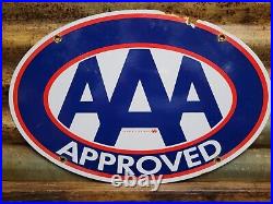 Vintage 1956 Aaa Porcelain Sign Automobile Towing Service Insurance Company 17