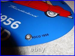 Vintage 1956 Ford Thunderbird Car+ Woman 16.5 Porcelain Metal Gasoline Oil Sign
