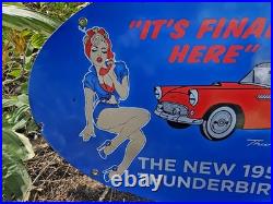 Vintage 1956 Thunderbird Porcelain Dealership Metal Sign 16.5 X 11