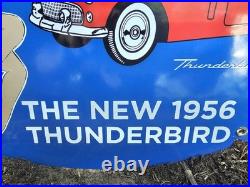 Vintage 1956 Thunderbird Porcelain Dealership Metal Sign 16.5 X 11